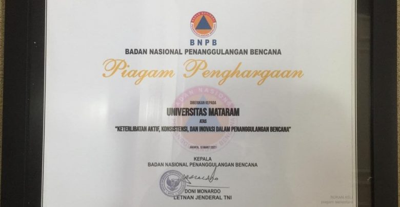Penghargaan BNPB untuk Unram