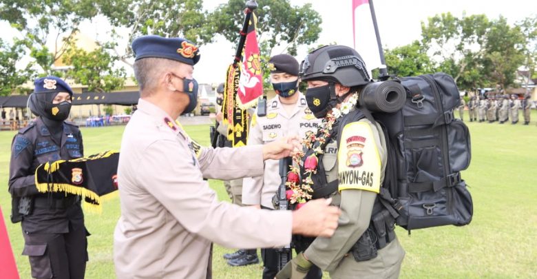 Dua SSK Personel Brimob Polda NTB BKO ke Papua Kembali ke Markas