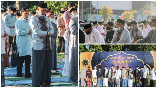 Gubernur Hadiri Sholat Iedul Fitri 1442 H di Lapangan Bumi Gora