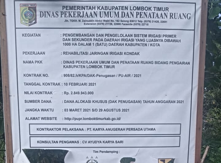 Rekanan Proyek Irigasi Kondak Ditegur karena Lelet Bekerja