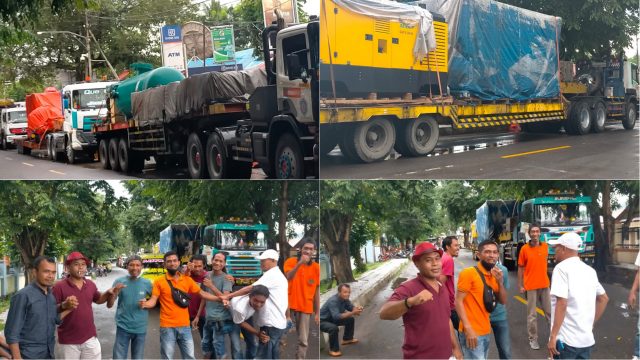 Hadang Kontainer Perusahaan Tambang Emas STM dan Hearing ke DPRD