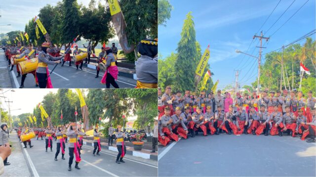 Atraksi Gendang Beleq Polres Loteng Iringi Wisudawan Purna Bhakti Polda NTB