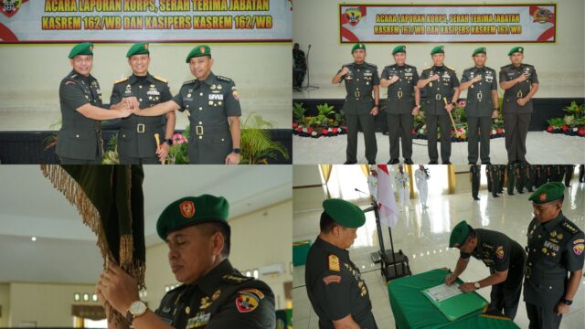 Sertijab Kepala Staf dan Kepala Seksi Personil Korem 162/WB