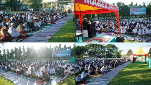 Sholat Idul Fitri 1 Syawal 1444 H Di Lapangan Gatot Subroto Makorem 162/WB Bersama Masyarakat