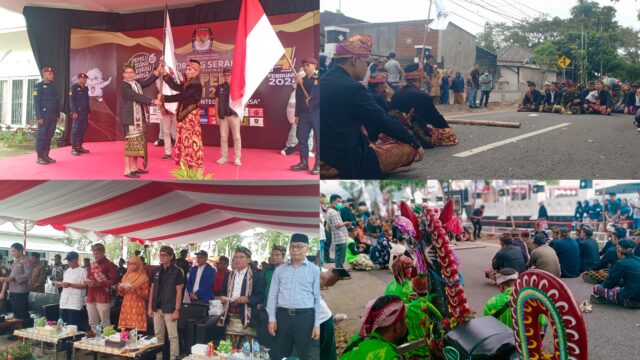 Penyerahan Bendera Kirab Pemilu 2024 KPU Kota Mataram ke KPU Lobar