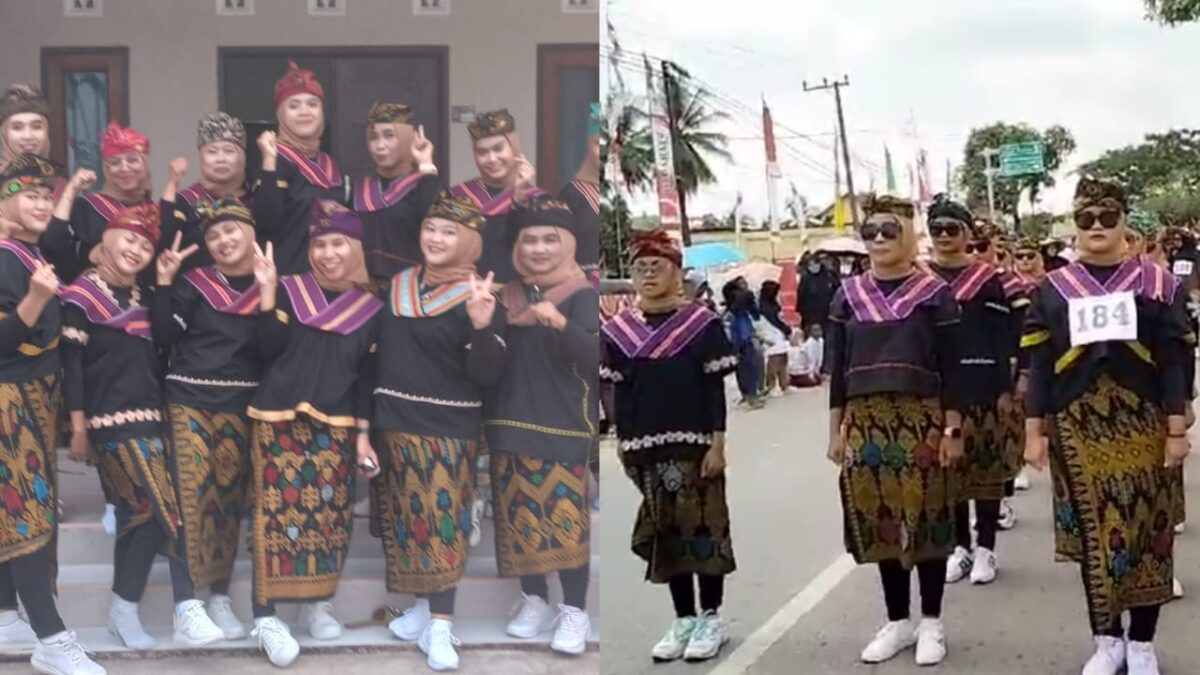 Dedare Sasak Kutai Kertanegara Kenakan Busana Adat Gerak Jalan Sambut HUT RI ke 78