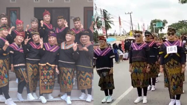 Dedare Sasak Kutai Kertanegara Kenakan Busana Adat Gerak Jalan Sambut HUT RI ke 78