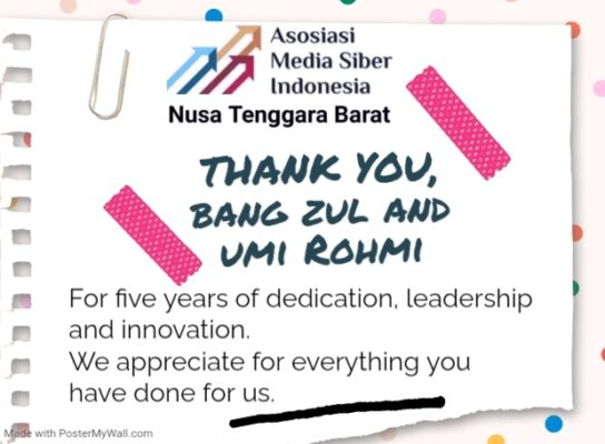 Kepemimpinan Zul-Rohmi Berakhir, AMSI NTB Ucapkan Terimakasih