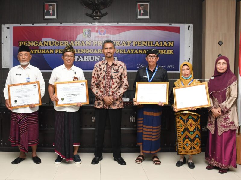Dukcapil Lotim Raih Kategori A dari Penaian Ombudsman Republik Indonesia