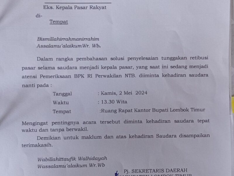 Tunggakan Retribusi Pasar Menjadi Atensi BPK RI