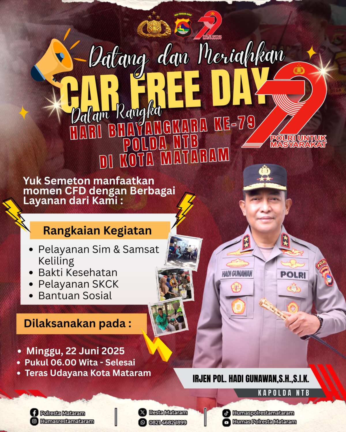 Polresta Mataram Gelar Pelayanan Polisi dan Baksos di CFD Udayana
