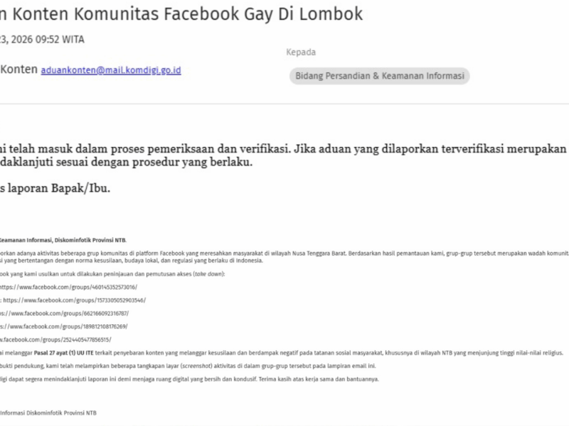 Pemprov NTB Laporkan Grup Facebook Meresahkan ke Kemenkomdigi, Minta Take Down