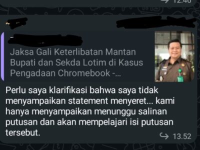 Kejari Lotim Klarifikasi Pernyataan Terkait Kasus Chromebook