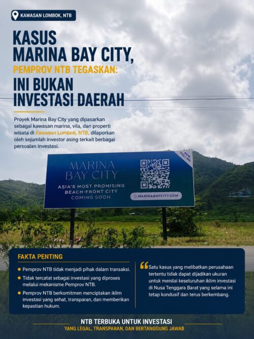 Proyek Marina Bay City, Pemprov NTB Tegaskan: Ini Bukan Investasi Daerah