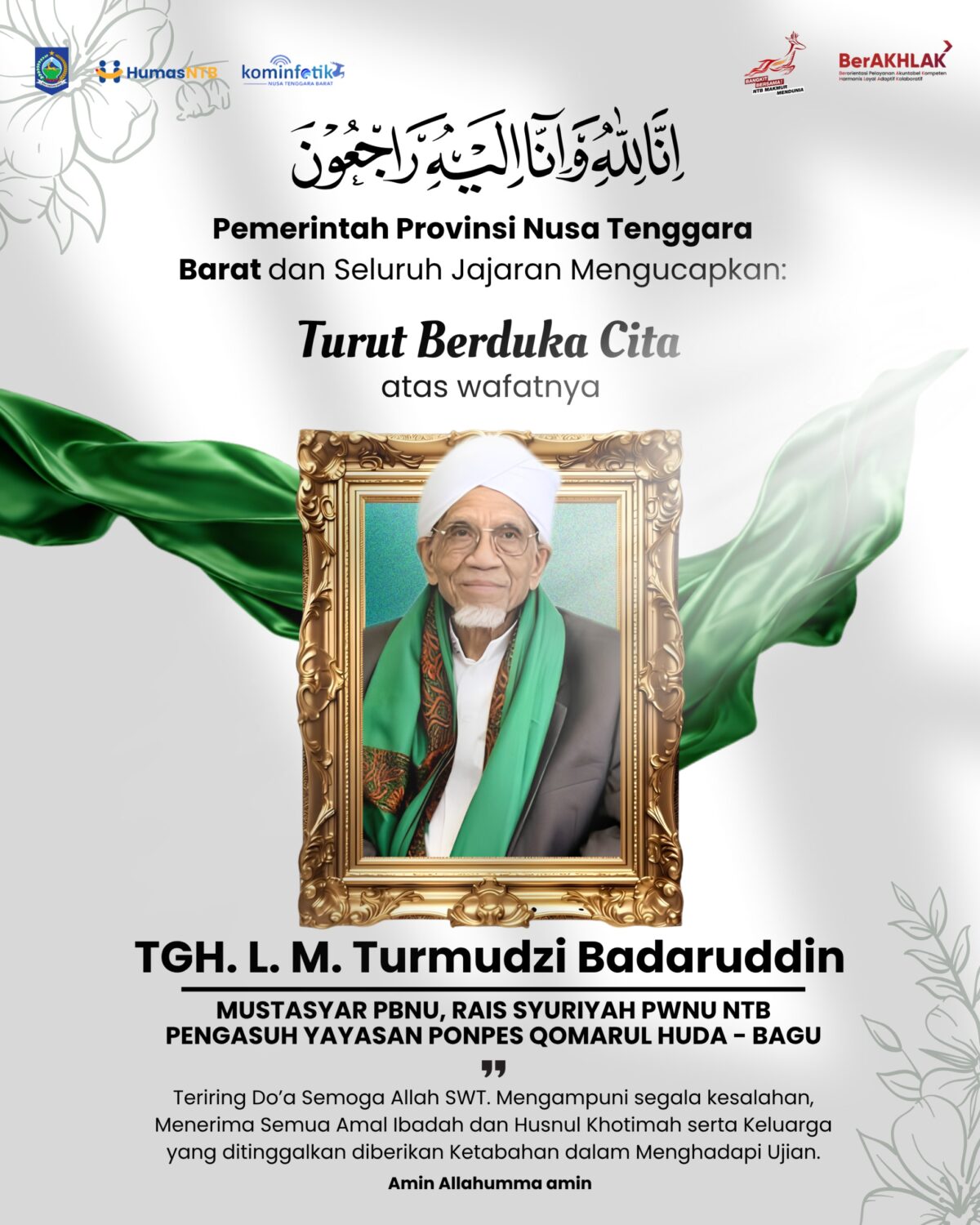 Tuan Guru Bagu Wafat, Gubernur NTB Kehilangan Ulama Besar dan Guru Umat