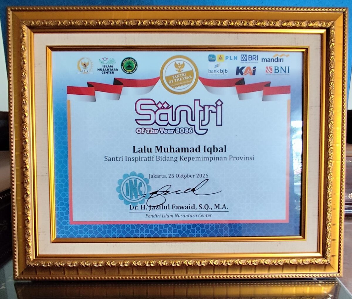 Gubernur NTB Raih Santri of The Year 2026